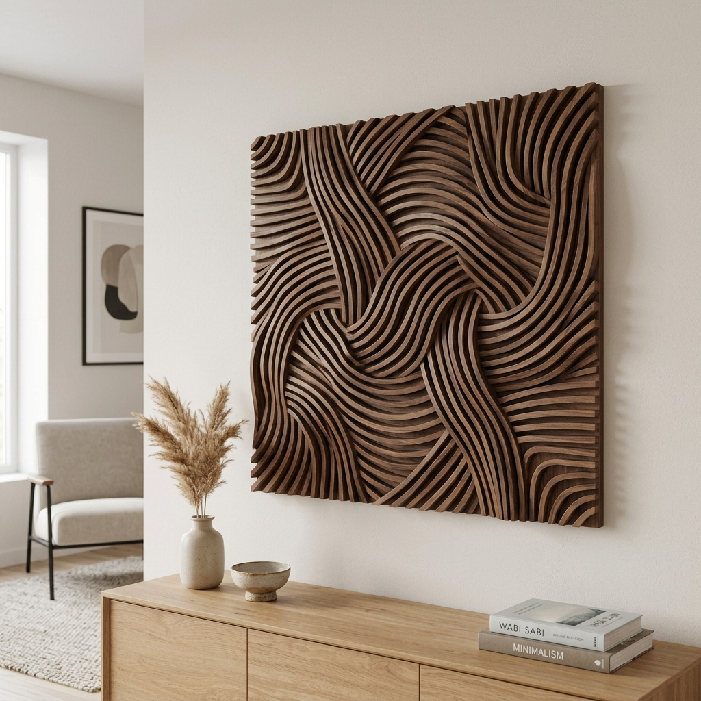 Limited Wave Edition - Large scale walnut wave relief panel
