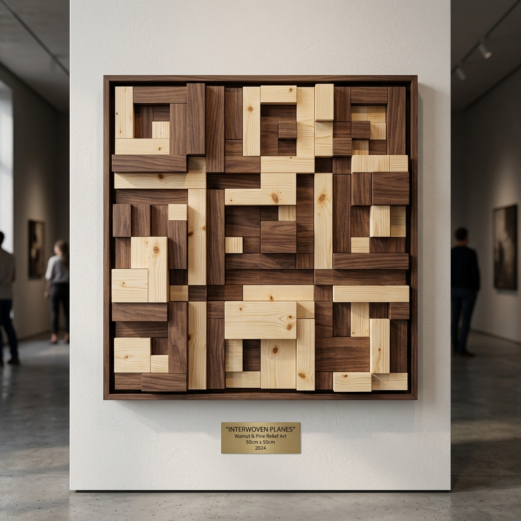 Mini Monolith - Hand-carved 3D wood relief block sculpture